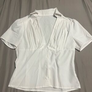 SHEIN White Pleated Blouse